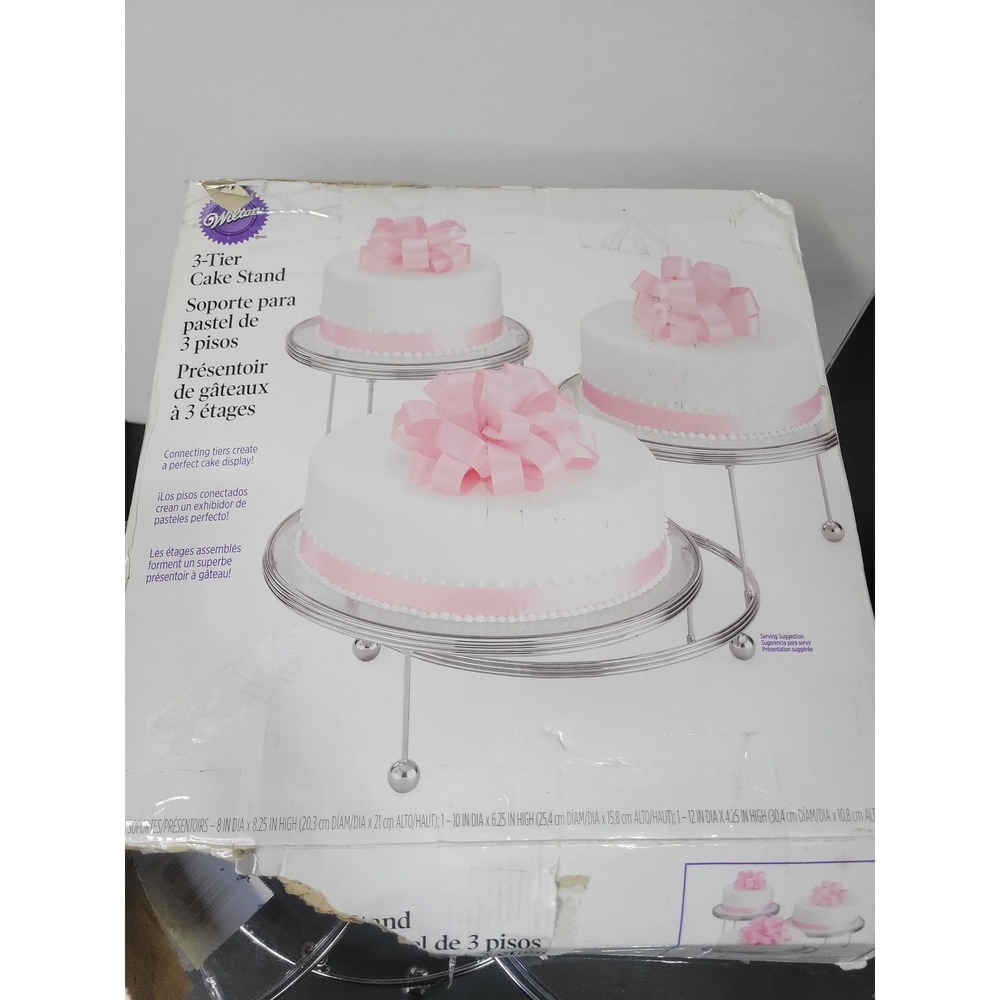 Wilton 3 Tier Cake Stand Display‎ Dessert Party Wedding Clear Plates